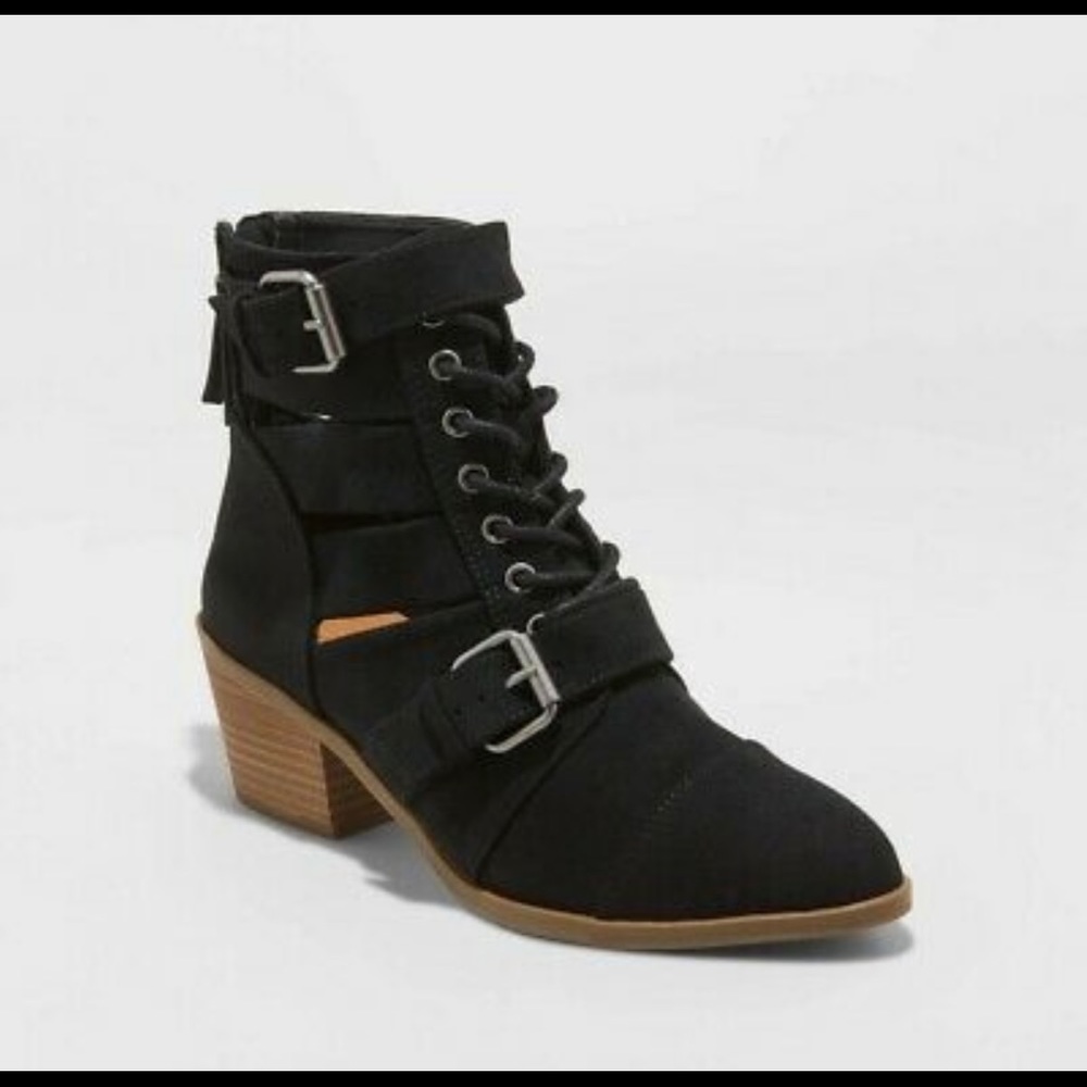 Black Suede Buckle Booties